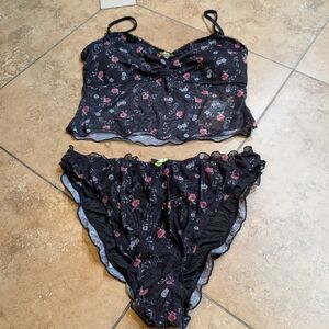 Samiol / NWT / XL / Black Floral Tankini Set